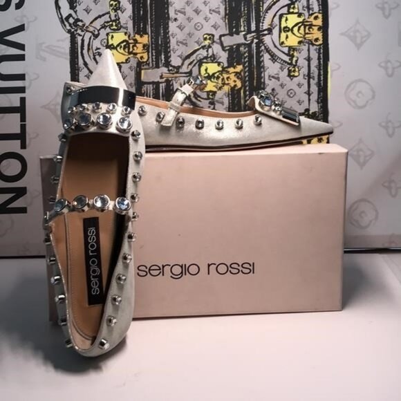 New Authentic Sergio Rossi Crystal Embellished Mary Jane Flat - Picture 8 of 10